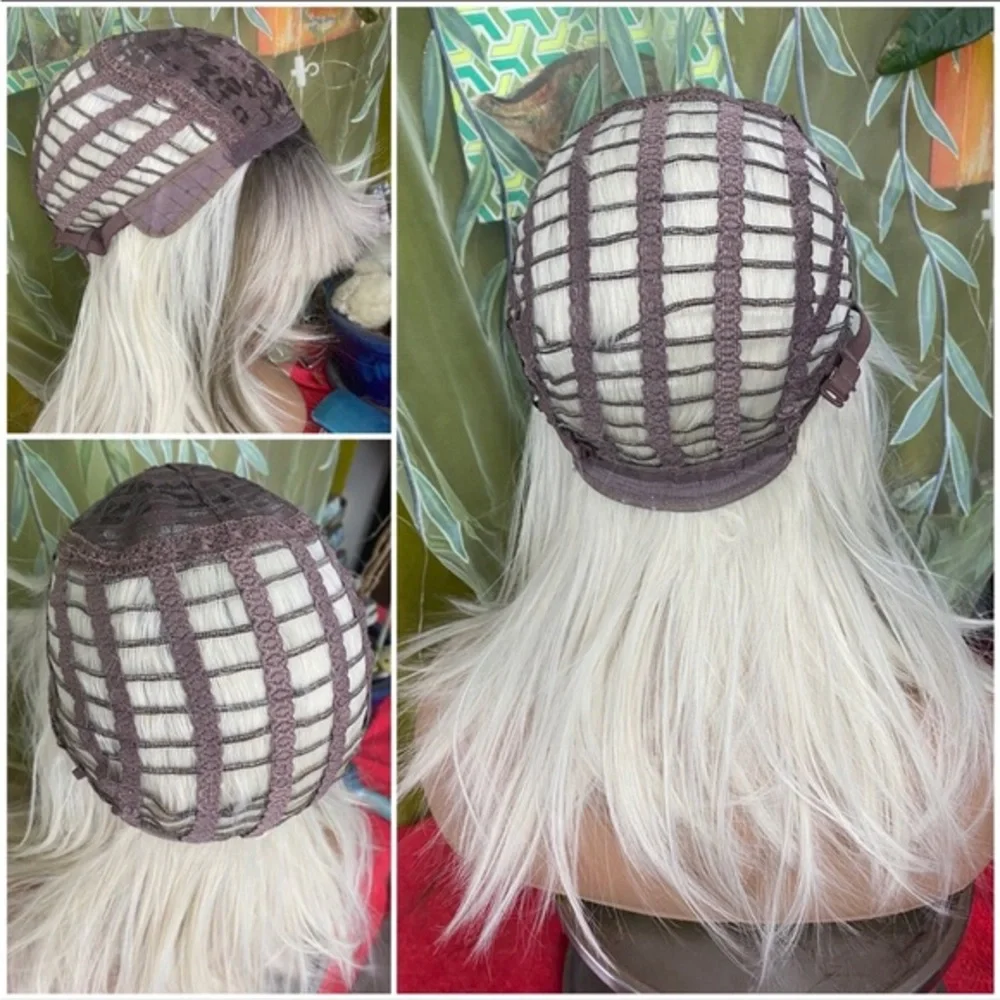 BACK IN Light Ash white blonde mixed rooted Layered wig